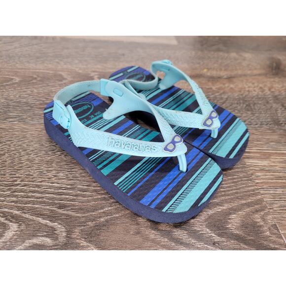 Havaianas Toddler Boy Blue Striped Flip Flops - Size 8 #5‎ - Picture 1 of 6